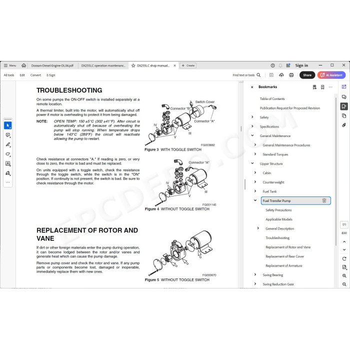 DOOSAN EXCAVATOR DX255LC SERVICE & REPAIR MANUAL