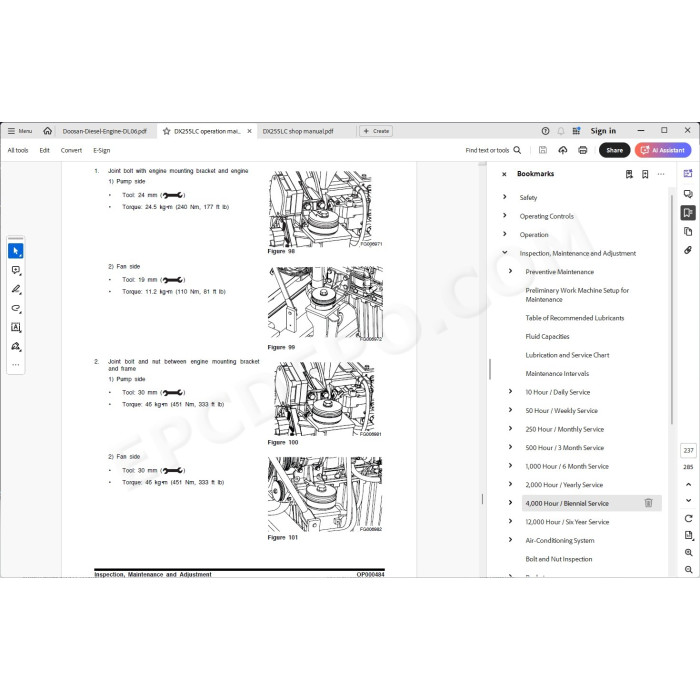 DOOSAN EXCAVATOR DX255LC SERVICE & REPAIR MANUAL