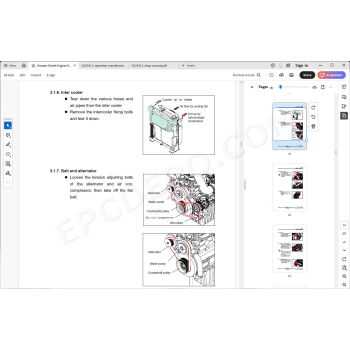 DOOSAN EXCAVATOR DX255LC SERVICE & REPAIR MANUAL
