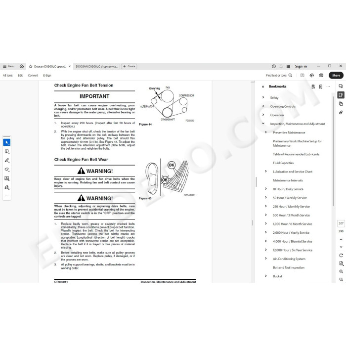 DOOSAN EXCAVATOR DX300LC SERVICE & REPAIR MANUAL