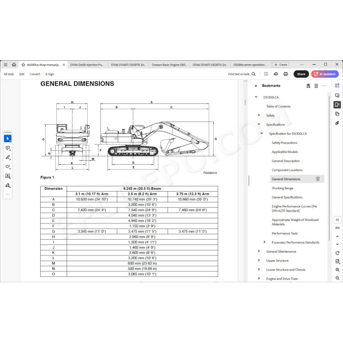 DOOSAN EXCAVATOR DX300LCA SERVICE & REPAIR MANUAL