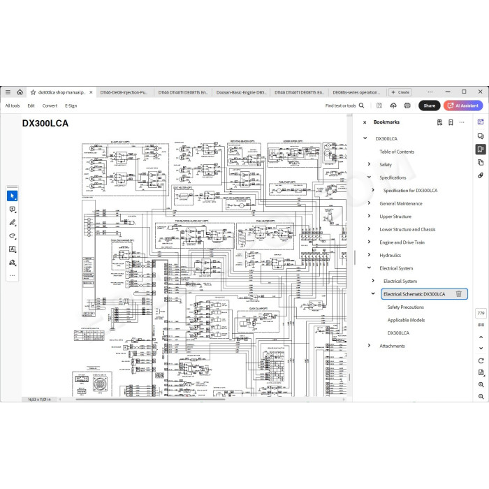 DOOSAN EXCAVATOR DX300LCA SERVICE & REPAIR MANUAL