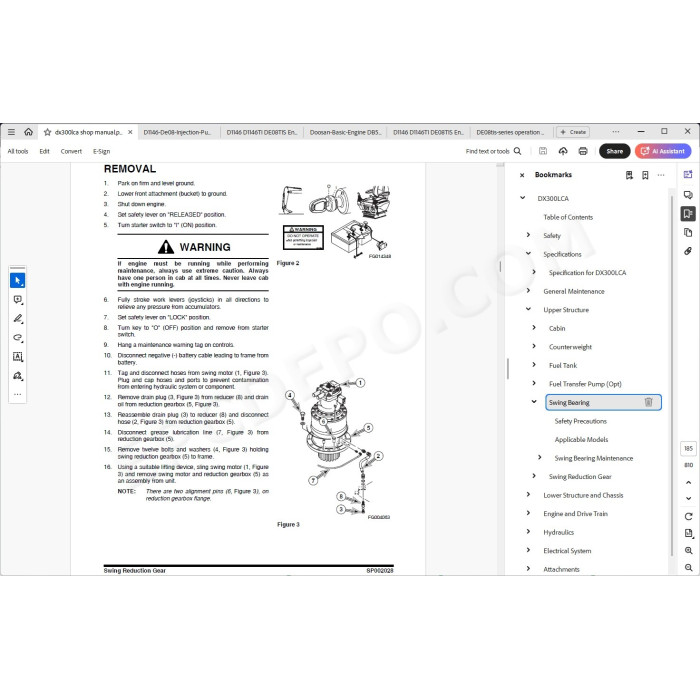 DOOSAN EXCAVATOR DX300LCA SERVICE & REPAIR MANUAL