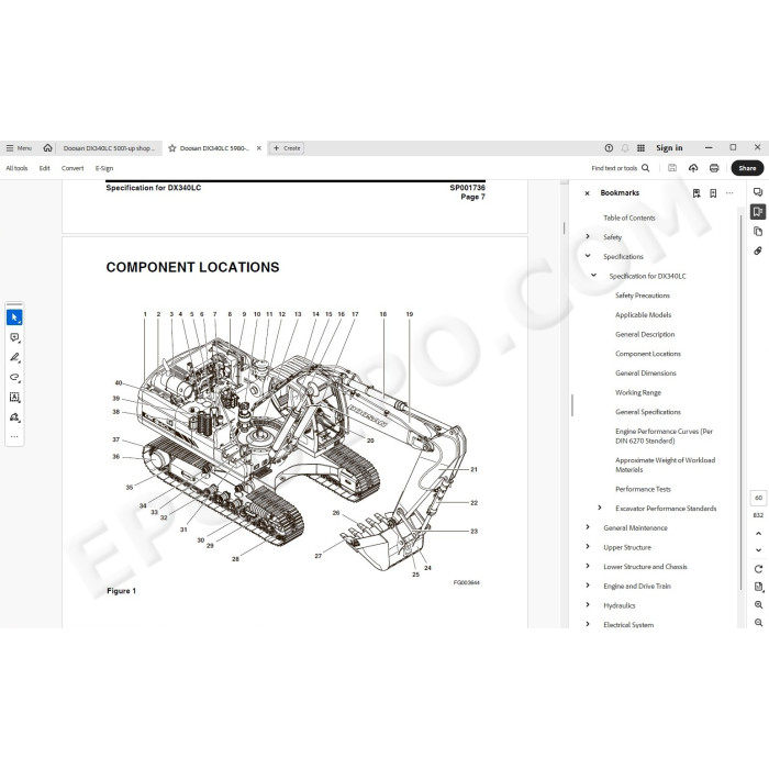 DOOSAN EXCAVATOR DX340LC SERVICE & REPAIR MANUAL