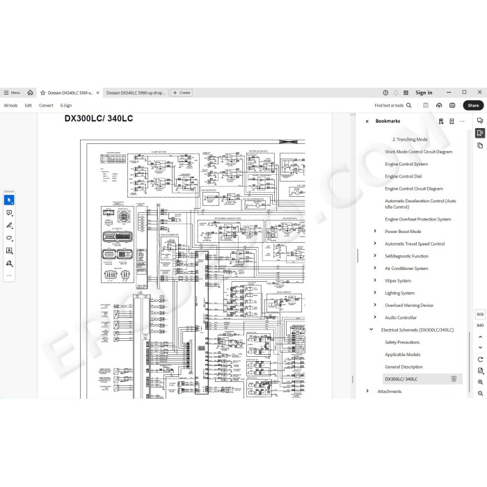 DOOSAN EXCAVATOR DX340LC SERVICE & REPAIR MANUAL
