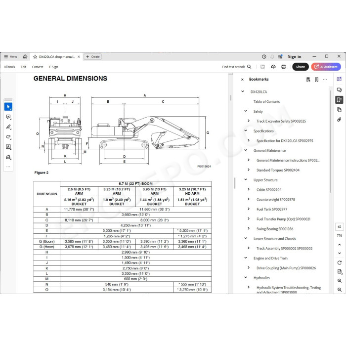DOOSAN EXCAVATOR DX420LCA SERVICE & REPAIR MANUAL