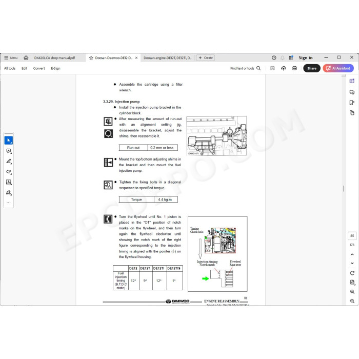 DOOSAN EXCAVATOR DX420LCA SERVICE & REPAIR MANUAL