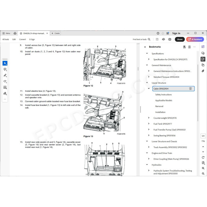 DOOSAN EXCAVATOR DX420LCA SERVICE & REPAIR MANUAL