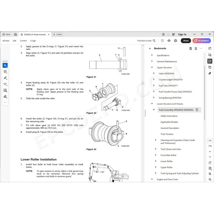 DOOSAN EXCAVATOR DX420LCA SERVICE & REPAIR MANUAL