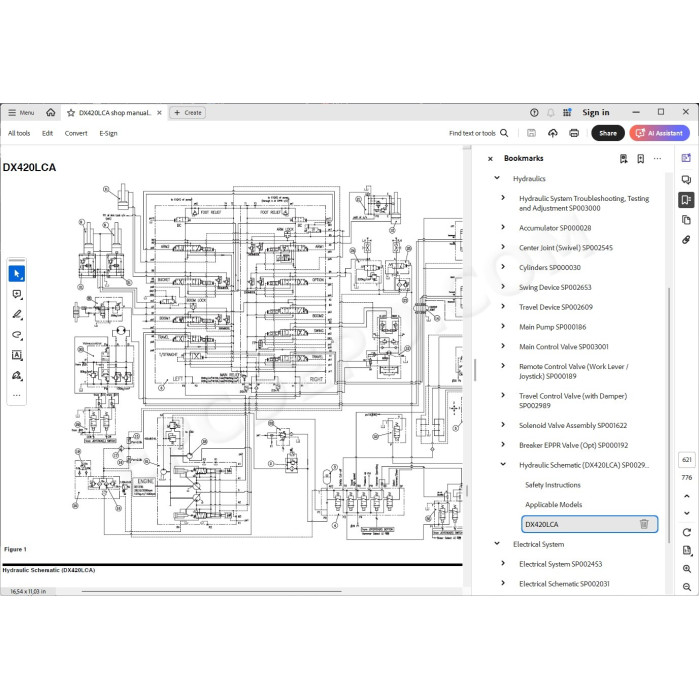 DOOSAN EXCAVATOR DX420LCA SERVICE & REPAIR MANUAL