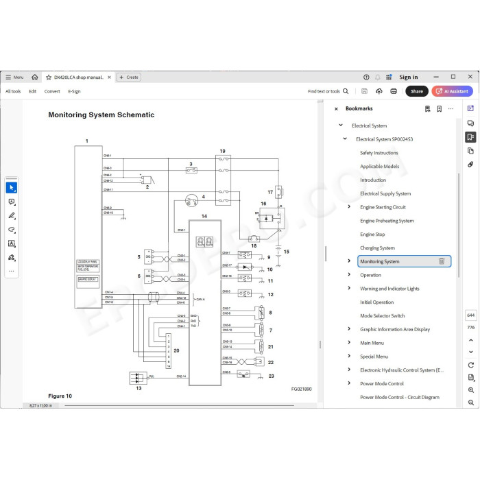 DOOSAN EXCAVATOR DX420LCA SERVICE & REPAIR MANUAL