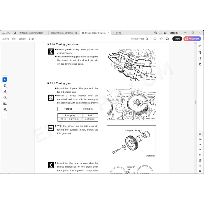 DOOSAN EXCAVATOR DX420LCA SERVICE & REPAIR MANUAL