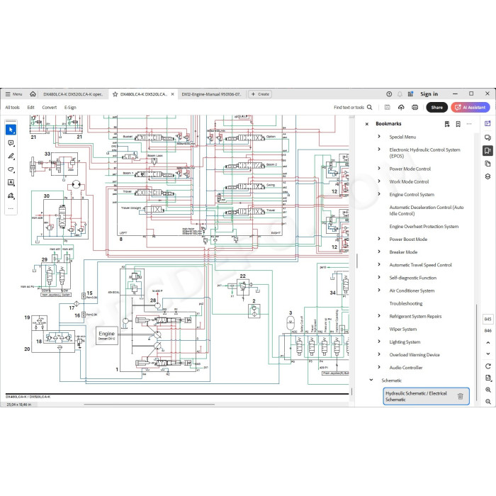 DOOSAN EXCAVATOR DX480LCA-K DX520LCA-K SERVICE & REPAIR MANUAL