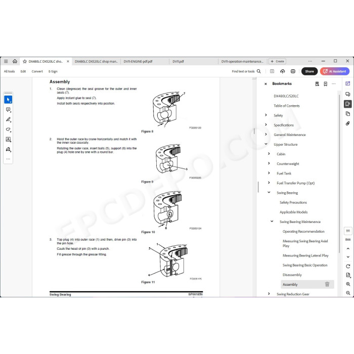 DOOSAN EXCAVATOR DX480LCA DX500LCA SERVICE & REPAIR MANUAL