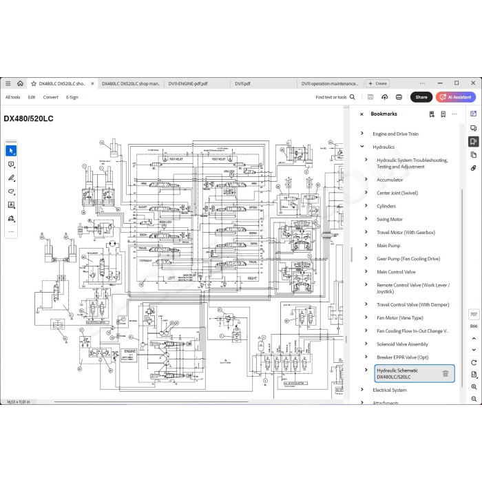DOOSAN EXCAVATOR DX480LCA DX500LCA SERVICE & REPAIR MANUAL