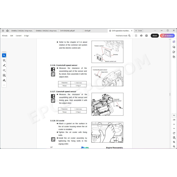 DOOSAN EXCAVATOR DX480LC DX520LC SERVICE & REPAIR MANUAL