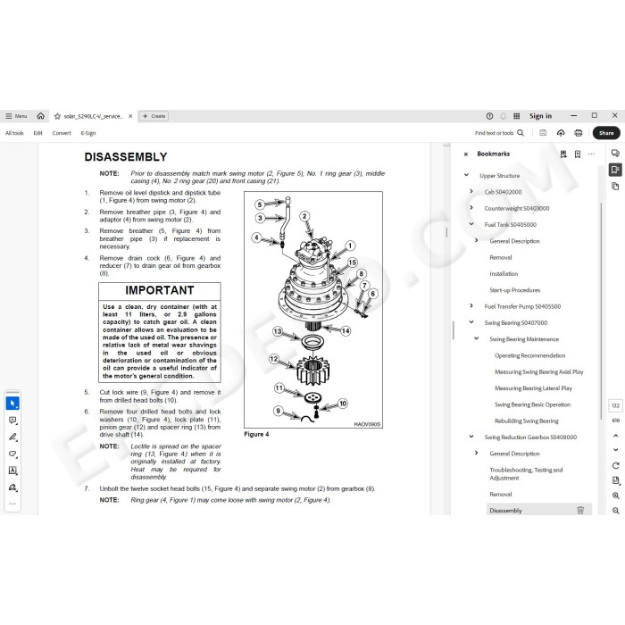 DOOSAN EXCAVATOR SOLAR 290LC-V SERVICE & REPAIR MANUAL