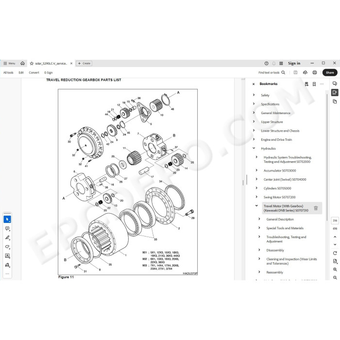 DOOSAN EXCAVATOR SOLAR 290LC-V SERVICE & REPAIR MANUAL