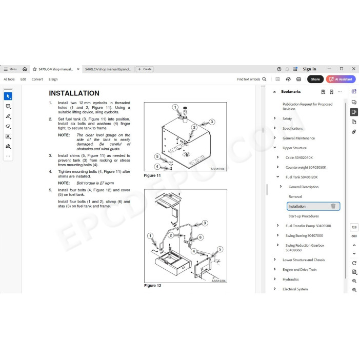 DOOSAN EXCAVATOR SOLAR 470LC-V SERVICE & REPAIR MANUAL