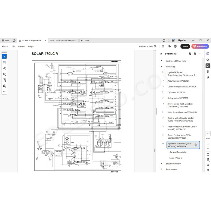 DOOSAN EXCAVATOR SOLAR 470LC-V SERVICE & REPAIR MANUAL