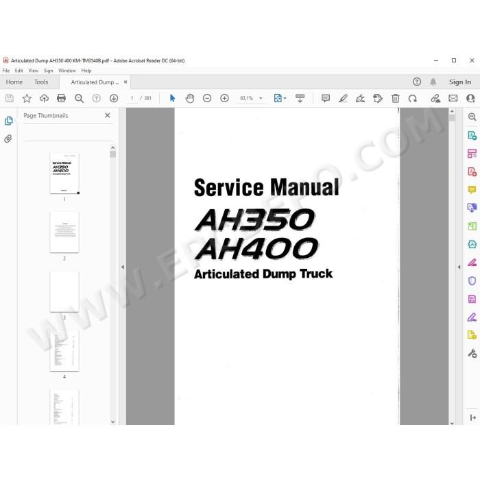 Hitachi Articulated Dump Truck AH350 AH400 service manual