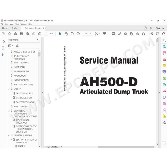 Hitachi Articulated Dump Truck AH500-D service manual