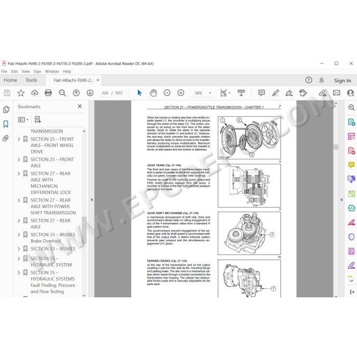 Fiat Hitachi Backhoe Loader FB90.2 FB100.2 FB110.2 FB200.2 4WS workshop service manual