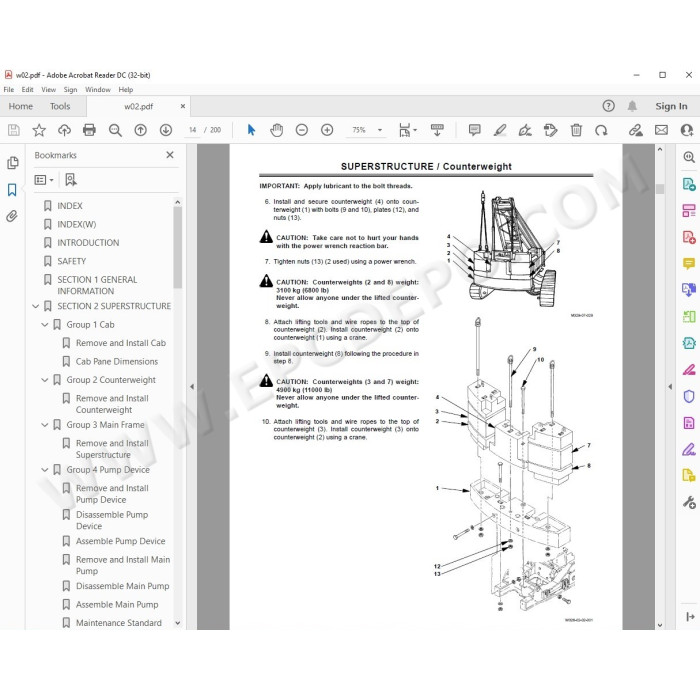 Hitachi Crawler Crane CX1100 CX1100-C workshop service manual