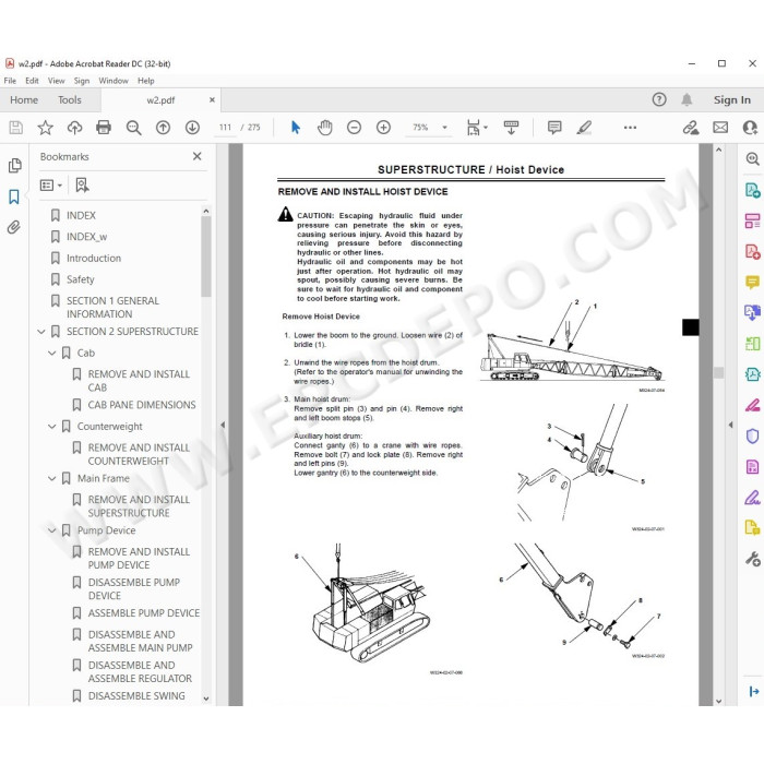 Hitachi Crawler Crane CX700 workshop service manual