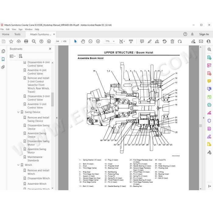 Hitachi Sumitomo Crawler Crane SCX550E workshop service manual