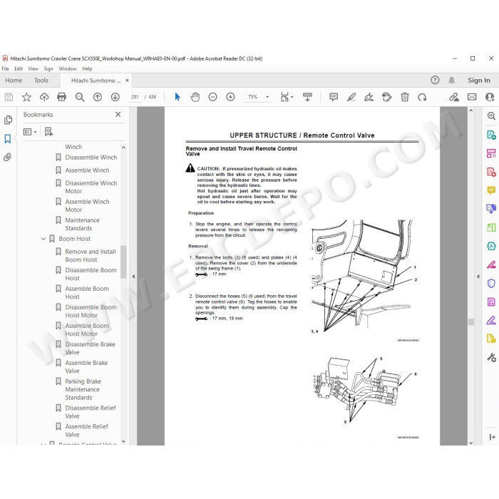 Hitachi Sumitomo Crawler Crane SCX550E workshop service manual