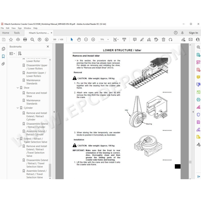 Hitachi Sumitomo Crawler Crane SCX550E workshop service manual