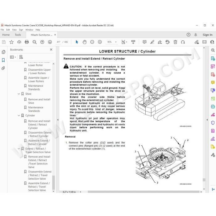 Hitachi Sumitomo Crawler Crane SCX550E workshop service manual