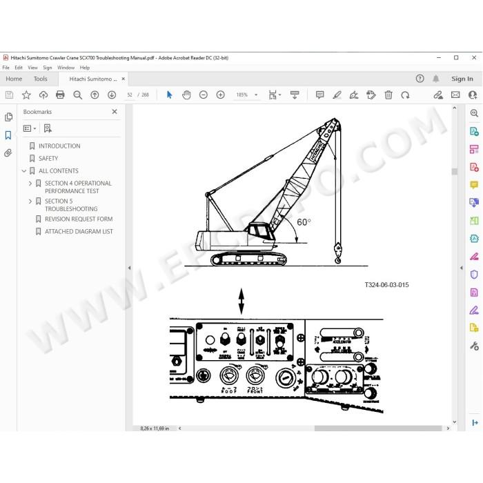 Hitachi Sumitomo Crawler Crane SCX700 parts manual + workshop service manual