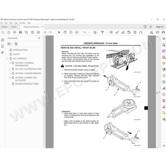 Hitachi Sumitomo Crawler Crane SCX700 parts manual + workshop service manual