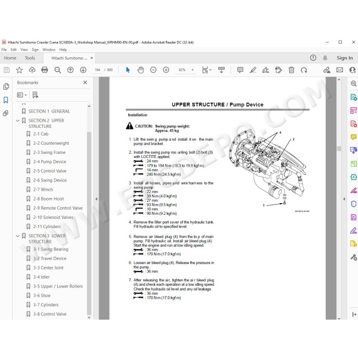 Hitachi Sumitomo Crawler Crane SCX800A-3 workshop service manual