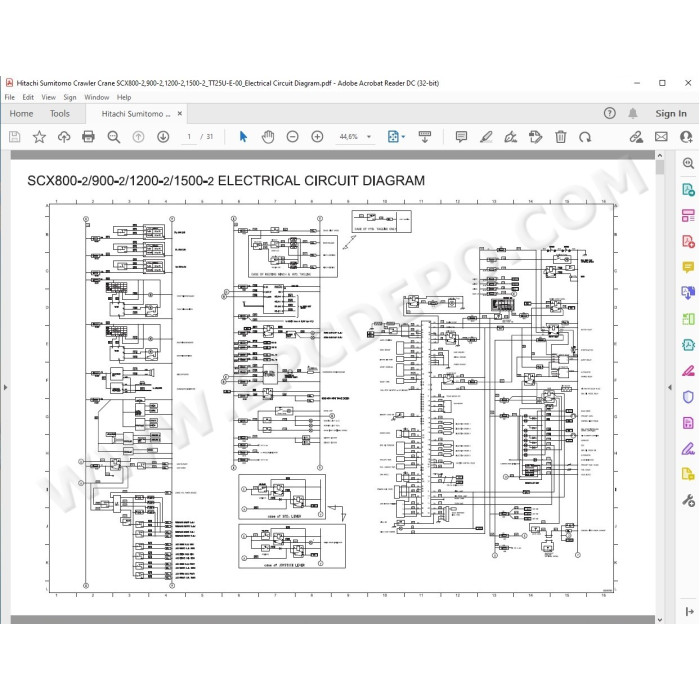 Hitachi Sumitomo Crawler Crane SCX800A-3 workshop service manual