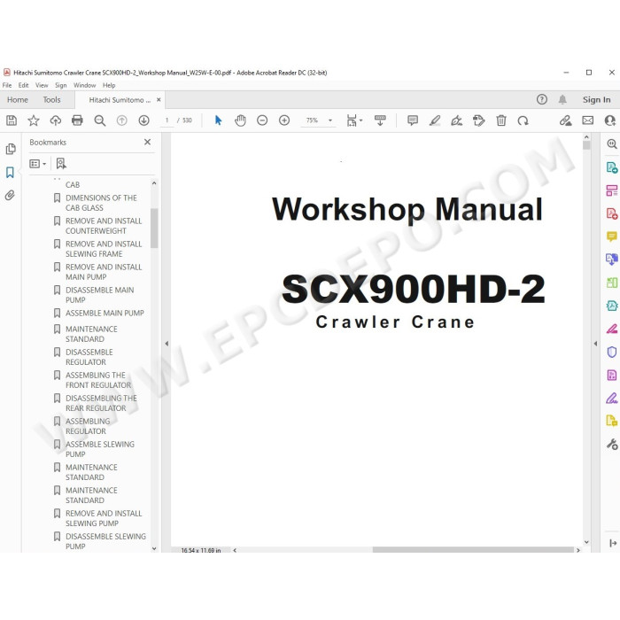 Hitachi Sumitomo Crawler Crane SCX900HD-2 workshop service manual