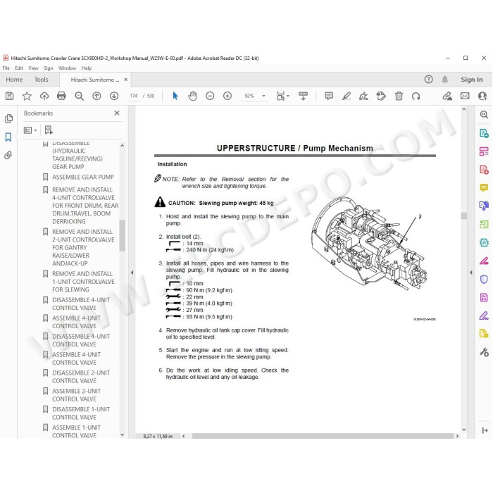 Hitachi Sumitomo Crawler Crane SCX900HD-2 workshop service manual