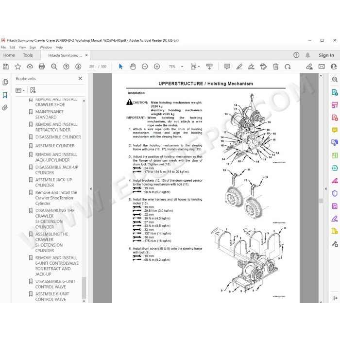 Hitachi Sumitomo Crawler Crane SCX900HD-2 workshop service manual