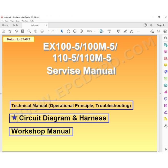 Hitachi Excavator EX100-5 EX100M-5 EX110-5 EX110M-5 parts manual + workshop service manual