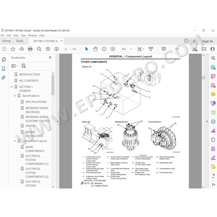 Hitachi Excavator EX1100-3 parts manual + workshop service manual