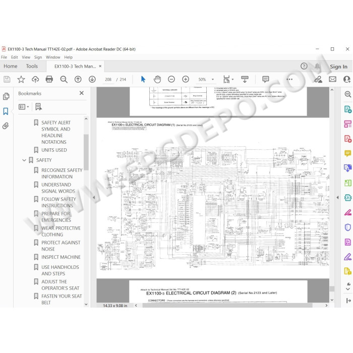 Hitachi Excavator EX1100-3 parts manual + workshop service manual