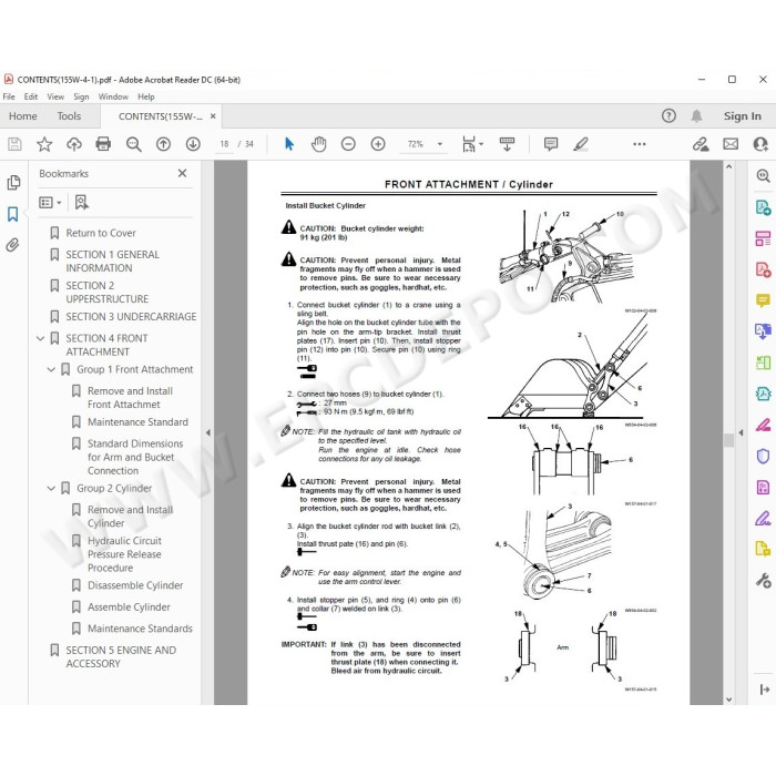 Hitachi Excavator EX120-5 parts manual + workshop service manual