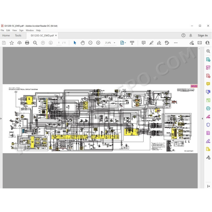 Hitachi Excavator EX1200-5C parts manual + workshop service manual