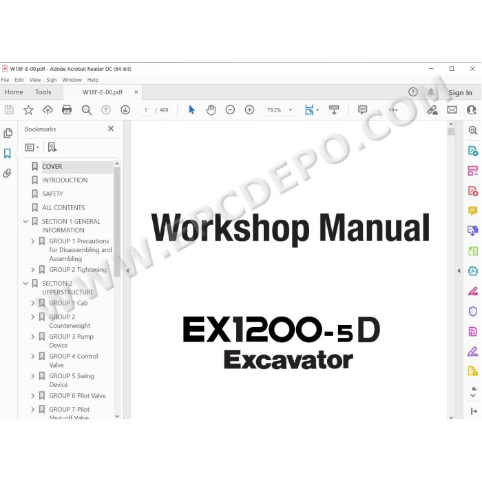 Hitachi Excavator EX1200-5D parts manual + workshop service manual