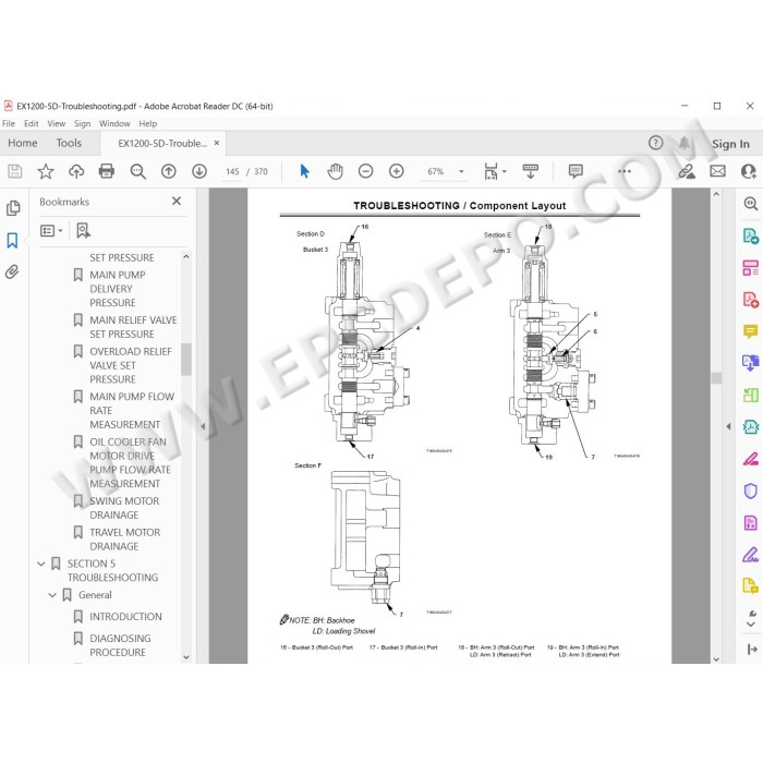 Hitachi Excavator EX1200-5D parts manual + workshop service manual