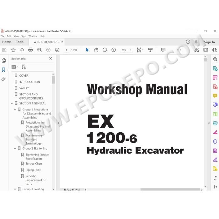 Hitachi Excavator EX1200-6 parts manual + workshop service manual