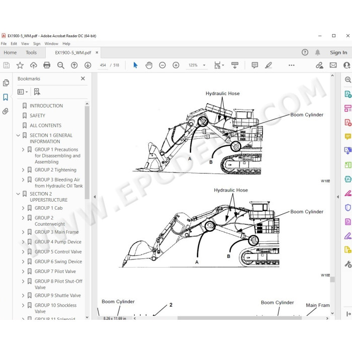 Hitachi Excavator EX1900-5 parts manual + workshop service manual
