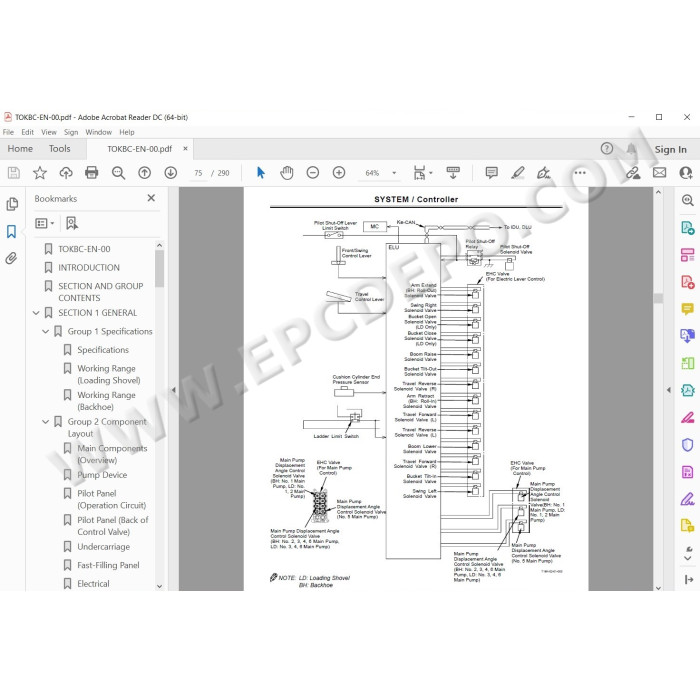 Hitachi Excavator EX1900-6 parts manual + workshop service manual